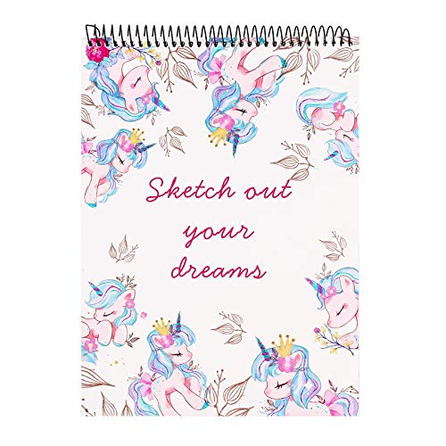 Sketchbook for Kids, Unicron Sketch Book for Girls and Artist Kids to Drawing and Sketching or Doodling, 8.5"x11", Spiral Bound Art Paper, Acid Free (110gsm)