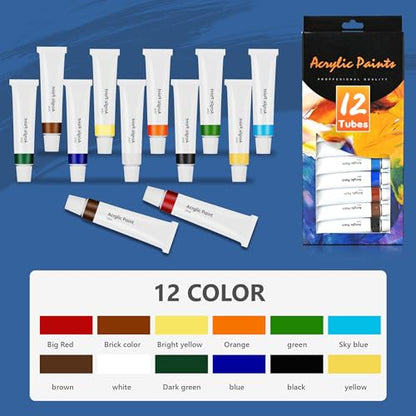 ACKASK Painting Kits for Adults Kids,Acrylic Paint Canvas Easel Set,30 Pcs Drawing Painting Supplies Art Kit,12 Paints,10 Painting Brushes,Palettes Etc,Art Set Art Supplies for Kids Adults Artists - style: 30 PCS Painting Kits