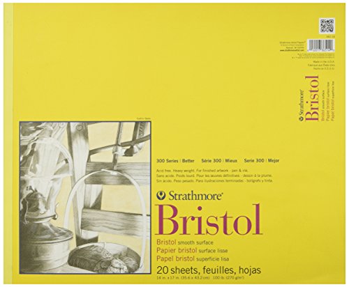 Strathmore 300 Series Bristol Paper Pad, Smooth, Tape Bound, 14x17 inches, 20 Sheets (100lb/270g) - Artist Paper for Adults and Students - Markers, Pen and Ink, White (Pack of 12) - color: Smooth, size: 14 x 17 inches (Pack of 12), style: Tape Binding