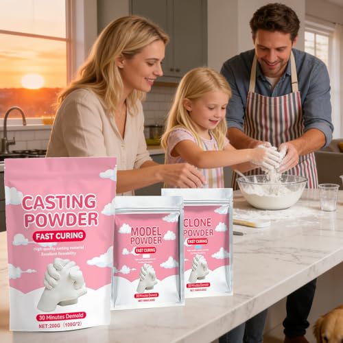 Plaster Powder | 100g Water Activated Easy Mixing - Craft Clone Powder Hand Casting Kit - for Mold Making Hand Sculpture Art Projects Beginners Couples Family