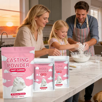Plaster Powder | 100g Water Activated Easy Mixing - Craft Clone Powder Hand Casting Kit - for Mold Making Hand Sculpture Art Projects Beginners Couples Family