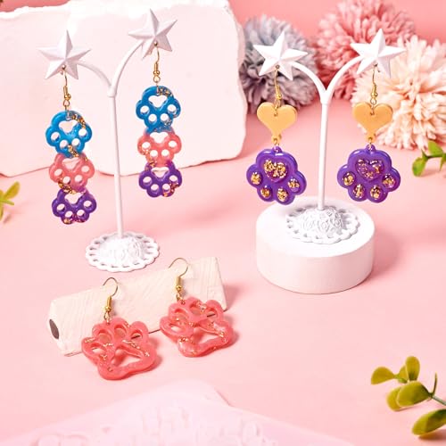 Elecrelive 2Pcs Cat Dog Paw Print Resin Jewelry Molds Earring Pendants Epoxy Mold Animal Footprints Jewelry Kit for DIY Craft Necklace Keychains Decoration