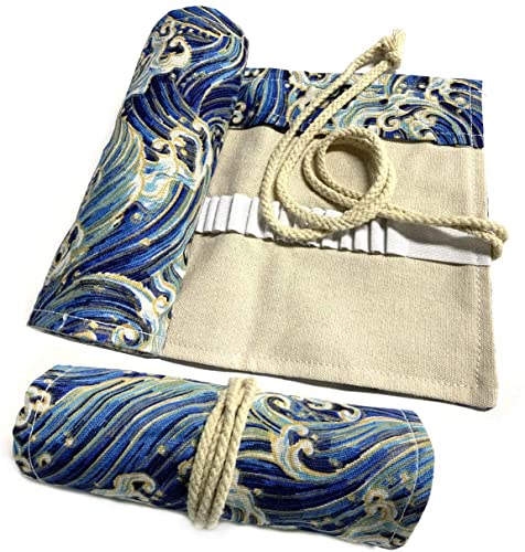 Canvas Pencil Wrap Case, 48 Holes Colored Pencil Roll Holder Storage Pouch for Artist, Office - color: Blue, style: 48 Holes