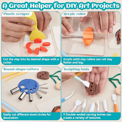 Amrules Clay Tools Kit, 25 PCS Polymer Pottery Tools Set for Beginner, Adults, Pottery Craft, Carving, Drawing, Molding, Modeling, Trimming, Shaping - color: Circlecutter-25Pcs