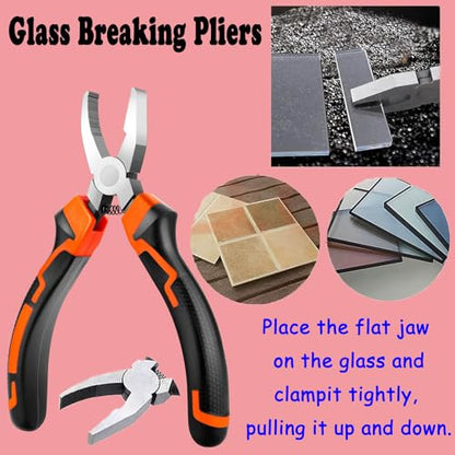 Glass Cutting Tool Kit with Tile Nipper, Glass Running Pliers, Breaker Grozer Pliers, Glass Cutter for Stained Glass, Tiles, Mosaic, with Storage Bag - color: 11 PCS