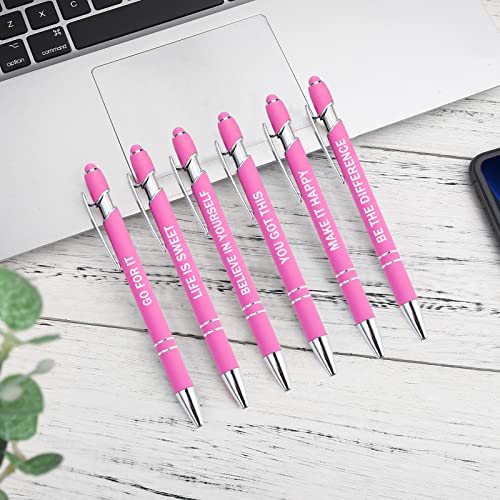 PASISIBICK 12 Pieces Pink Inspirational Motivational Quotes Snarky Screen Touch Stylus Ballpoint Pens, Office Encouraging Scriptures, Black Ink (Pink,Motivational) - color: Pink,Motivational