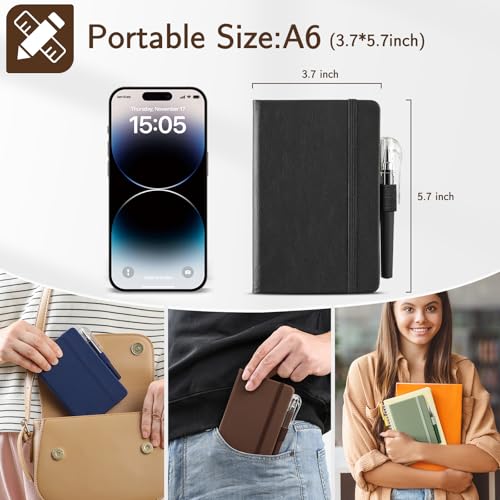 NETANY 4 Pack Pocket Notebook Small Notebook, A6 Mini Leather Hardcover Journal, 3.7" X 5.7", 416 Pages Note Pads, Black, Green, Brown, Blue - color: Green, Blue, Black, Grown