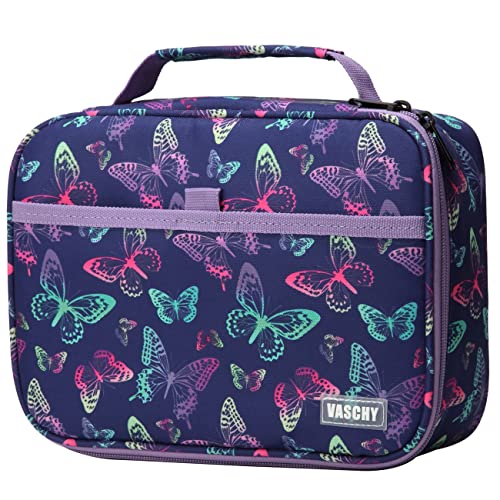 VASCHY Large Pencil Case Bag, Art Supply Marker Organizer Big Pen Pouch with 3 Detachable Layers Slots Multiple Zipper Pockets for Kids Adults School Office Butterfly - color: Purple Butterflies