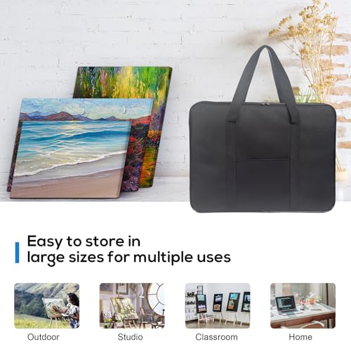 JJRING Art Portfolio Case, Wire Framed Nylon Portfolio Tote, Art Storage Bag in 23 Inches by 17 Inches, Great Carrying Bag for Artworks, Posters, Drawings, Prints(Black) - size: 23 Inches by 17 Inches