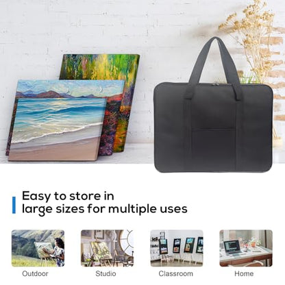 JJRING Art Portfolio Case, Wire Framed Nylon Portfolio Tote, Art Storage Bag in 23 Inches by 17 Inches, Great Carrying Bag for Artworks, Posters, Drawings, Prints(Black) - size: 23 Inches by 17 Inches