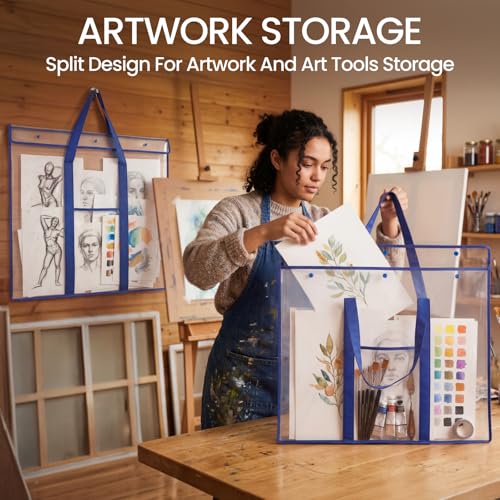 GAMENOTE 3 Pack Large Poster Storage Bags for Teachers, Clear Hanging Bulletin Board Organizer for Classroom Posters, Anchor Charts, Borders & Art Projects, 31.5" x 25.5"