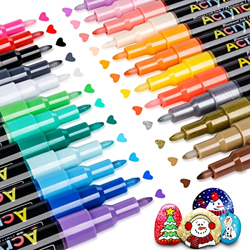 JR.WHITE Acrylic Paint Pens Paint Markers Set of 24: Extra Fine Point Acrylic Markers For Rock Painting Wood Glass Fabric Ceramic For Adults Kids Art Craft - color: 24 Colors