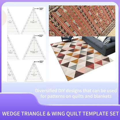 6 Set Tall Triangle Quilting Rulers for Quilting Templates 6 8 10 Inch Wedge Triangle Quilting Rulers and Templates, Sewing Templates for Sewing Cut Measurement DIY Craft Quilting Tools - size: quilting-6