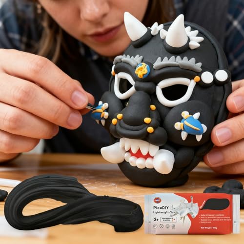 Lightweight Clay - Air Dry Clay, Ultra Light & Soft, Safe & Non-Toxic, Moldable & Flexible, DIY Modeling Clay for Anime Figures, Sculpting, Molding, Creative Art Crafts - color: Black