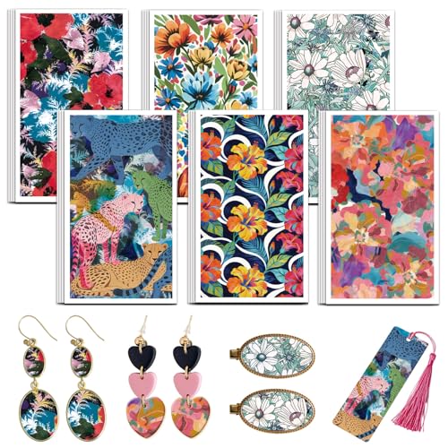 OLYCRAFT 24Pcs Abstract Florals Clay Transfer Paper 6 Design Watercolor Leopard Transfers Paper for Polymer Colorful Polymer Clay Transfer Sheets Small Ceramic Decal for Clays Earrings Tags Bookmarks - style: Abstract floral