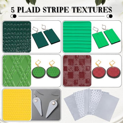 XunYee 23 Pcs Polymer Clay Texture Sheets for Earrings Jewelry Making 17 x 25 Boho Clay Fondant Texture Mats for Pottery Earrings Jewelry Making DIY Crafts