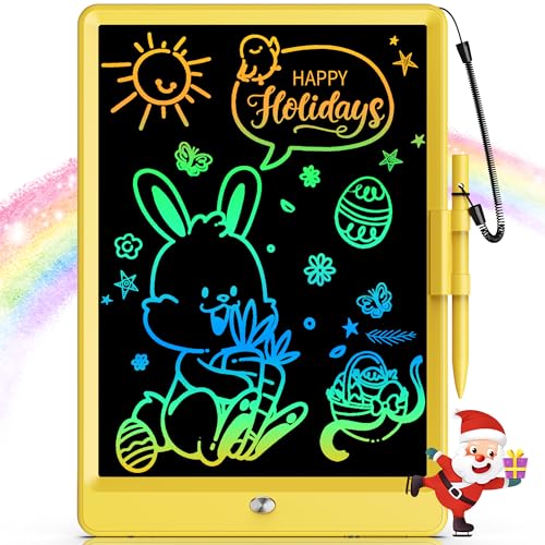 Bravokids LCD Writing Tablet for 3-8 Year Old Girls and Boys - 10 Inch Electronic Doodle Board Drawing Pad, Educational Birthday Gift for Kids and Toddlers (Yellow) - color: Yellow, size: 10 inch