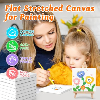 ESRICH Small Stretched Canvas for Painting 6x6 inch, 2/5''Profile Art Primed 6 Pack Canvases for Painting, Cotton Small Professional Blank Paint Canvas for Kids and Art Supplies, for Acrylics, Oils. - size: 6x6in-6Pack