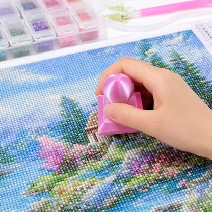 POETRYDRAW Diamond Art Painting Embossing Roller 3D Printing Diamond Art Painting Seal Press Diamond Art Painting Roller Tool Set for Multi-Color Square & Circular Drills (Sakura Pink) - color: Sakura Pink