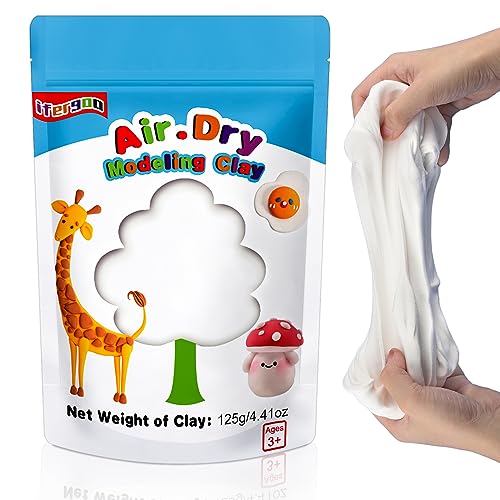 ifergoo Foam Modeling Clay, White Air Dry Clay, Super Light Magic Clay for School Art & Craft Project, Soft, No-Sticky & Non-Toxic, Best Gift for Age 3-12 Kids - color: White Color