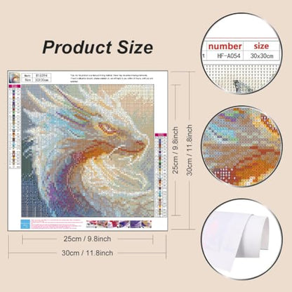 BSNRCH 5D Diamond Painting Kits for Adults Beginners Dragon Diamond Art Kits for DIY Full Round Paint with Diamond Art Dots Crystal Dragon Gem Art Painting Crafts Kits 12 x12inch - color: Dragon