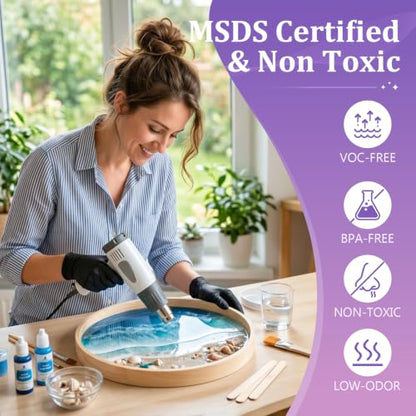 3×UV Resistant Epoxy Resin 1 Gallon Kit - MSDS Certified, Food Safe & Non Toxic Resin Epoxy for DIY Art, Craft, Jewelry Making, Molds Casting - Consistent Cure & Crystal Clear for Pros