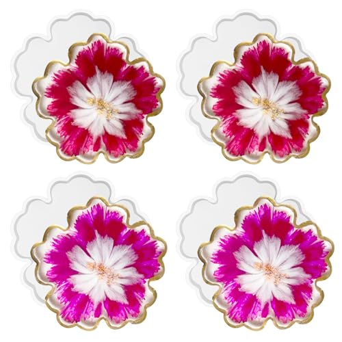 4 Pack 3.34 inches Flower Coaster Molds Coaster for Epoxy Resin Agate Coaster Cup Mat Molds for Resin Casting Silicone Molds for Making DIY Craft - color: Flower Coaster