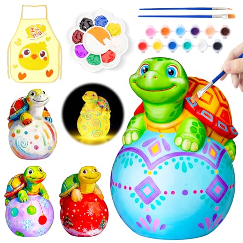 Paint Your Own Turtle Lamp Kit, Arts and Crafts for Kids Ages 8-12, DIY Turtle Toys Tap Night Light, Arts and Crafts for Kids 4-6, Paint Kit Birthday Gifts for Girls Boys Ages 3 4 5 6 7 8 9 10 11 12+ - color: Turtle