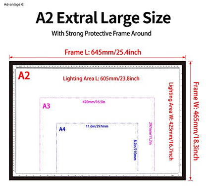 WELZK 10000 Lux High Bright Light Pad A2, 3 Colors Light Board. 10 Levels/Stepless Dimming for Diamond Painting, Tracing, Drawing, Sketching etc - style: A2 3-Colors