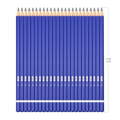 XDT#7B Drawing Pencils 24 Piece Set, Pro Art Graphite Sketching&Shading Supplies, Ideal For Kid Beginner Student Adults Artist - color: Blue