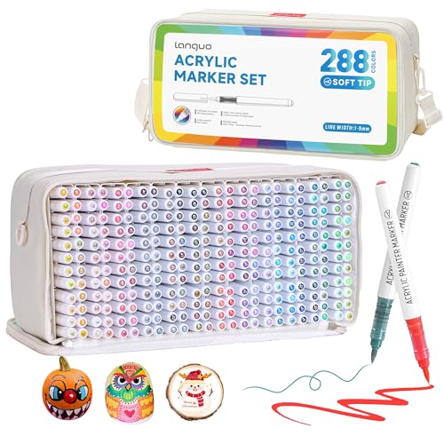 288 Colors Acrylic Paint Markers, Brush Tip Acrylic Paint Pens with Organizing Case, Multi Surface Brush Markers Set for Fabric, Glass, Wood, DIY Crafts - color: 288 Color