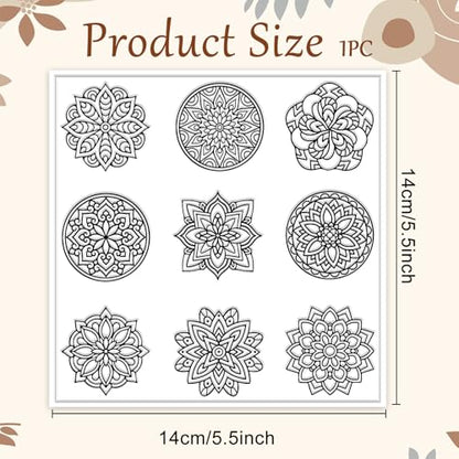 CHGCRAFT Bohemian Round Pattern Polymer Clay Texture Sheets Mandala Pattern Silicone Texture Stamp Single Image Modeling Pattern Pad for Jewelry and Clay Earrings Tools, 5.5x5.5 inch - style: Bohemian