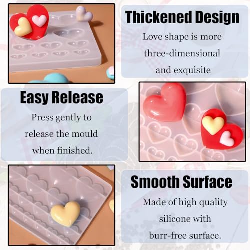 Heart Silicone Mold 25-Cavity Heart Shape Resin Molds 3D Love Heart Shaped Casting Jewelry Epoxy Mold for DIY Pendant Necklace Earring Charms Crafts