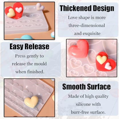 Heart Silicone Mold 25-Cavity Heart Shape Resin Molds 3D Love Heart Shaped Casting Jewelry Epoxy Mold for DIY Pendant Necklace Earring Charms Crafts