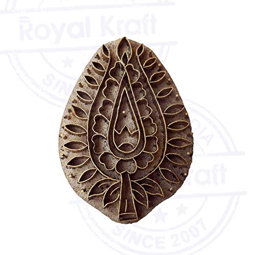 Hand Carved Wooden Stamp Brass Leaf Pattern Clay Printing Block - size: BSCtag016