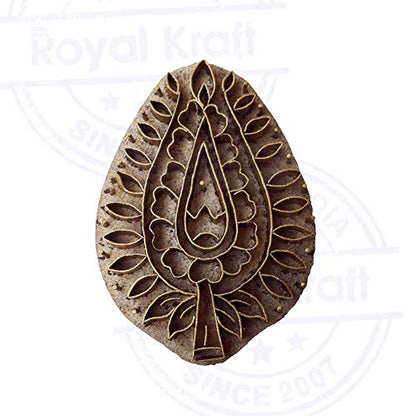 Hand Carved Wooden Stamp Brass Leaf Pattern Clay Printing Block - size: BSCtag016
