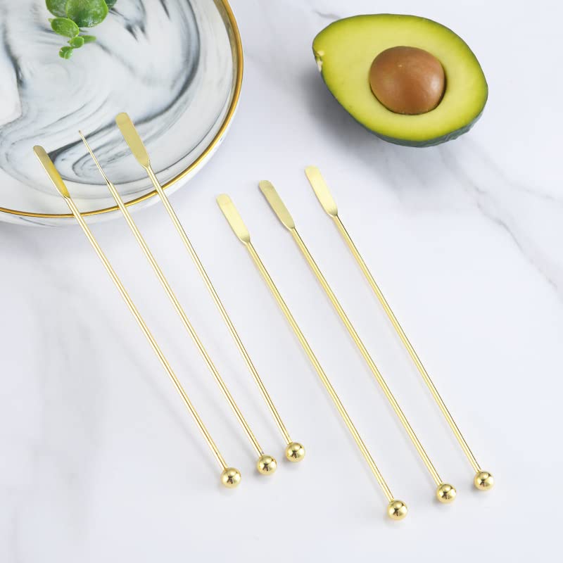 10 pcs Stainless Steel Coffee Beverage Stir Sticks Cocktail Stirrers Drink Swizzle Stick 7.4" Swizzle Stick Picks Tools Gold - color: Gold-10 Pieces