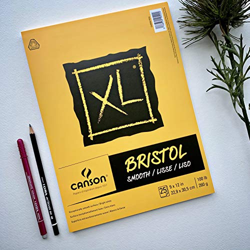 Canson XL Series Bristol Paper, Smooth, Foldover Pad, 9x12 inches, 25 Sheets (100lb/260g) - Artist Paper for Adults and Students - Markers, Pen and Ink (Pack of 6) - size: 9x12 (Pack of 6), style: Bristol, Smooth
