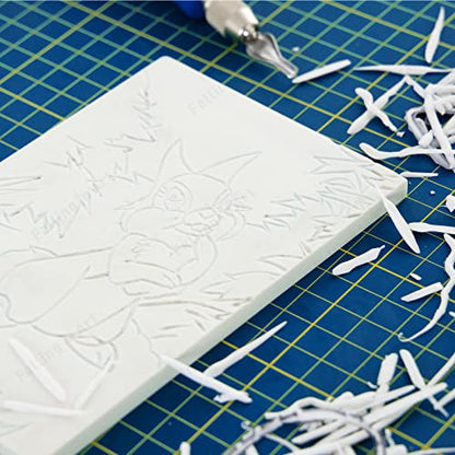 Falling in Art White Rubber Carving Block, 4" x 6" Easy Cut Lino Blocks, Soft Linoleum Block for Printmaking, Stamps, Crafts(10 Pack) - size: 4x6"(10 Pack)