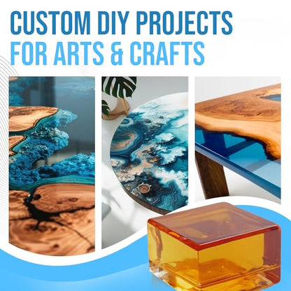Epoxy Resin 2 Gallon Kit | 1:1 Resin and Hardener for High Gloss Coatings | for Bars, Table Tops, Flooring, Art, Bonding, Filling, Casting | Safe for Wood, Metal, Stone, Fiberglass & More!