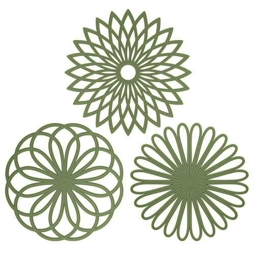 ME.FAN Silicone Trivet Mat - Kitchen Hot Pads for Pots & Dish - Insulated Teapot Trivet - Flexible, Durable, Non-Slip Large Coasters 3 Set Olive Green - color: 3set-olive Green