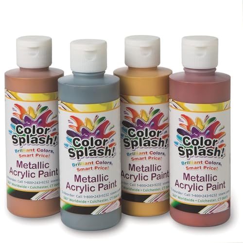 S&S Worldwide Color Splash!® Metallic Acrylic Paint Assortment, 8 oz. (Set of 4)