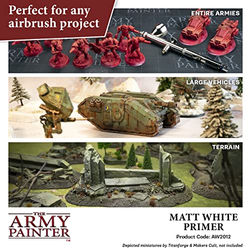 The Army Painter, Warpaints Air: Matt White Airbrush Primer, 100ml Acrylic Paint Primer for Airbrushing and Painting Wargaming Miniatures, Perfect for Dnd & Warhammer Figures