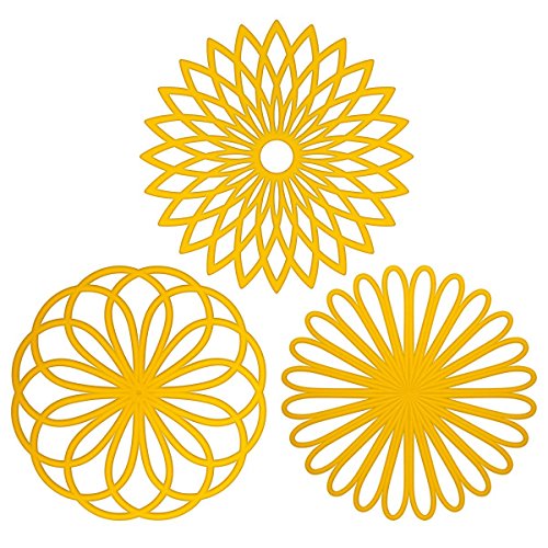 ME.FAN Silicone Trivet Mat - Kitchen Hot Pads for Pots & Dish - Insulated Teapot Trivet - Flexible, Durable, Non-Slip Large Coasters 3 Set Yellow - color: 3set-yellow