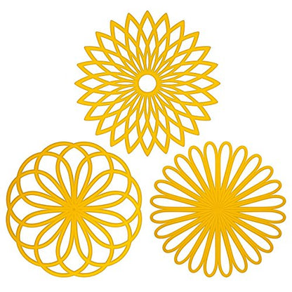 ME.FAN Silicone Trivet Mat - Kitchen Hot Pads for Pots & Dish - Insulated Teapot Trivet - Flexible, Durable, Non-Slip Large Coasters 3 Set Yellow - color: 3set-yellow