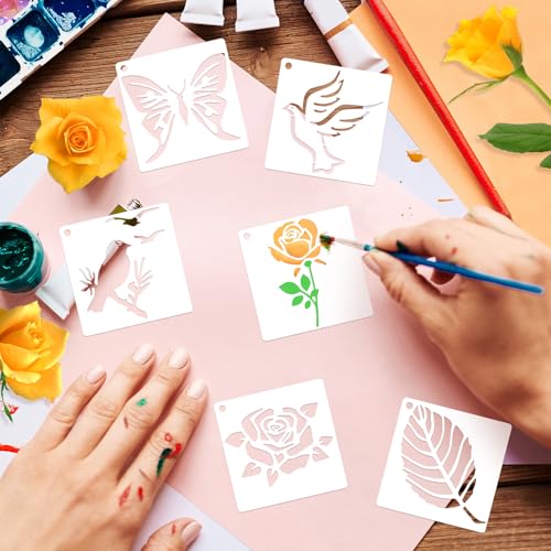 80 Pcs 3 Inch Stencils for Painting on Wood, Butterfly & Flower Stencils for Crafts Reusable Drawing Stencil for Kids Classroom Projects, Fabric Art, Wood Signs, Wall Murals, Engraving