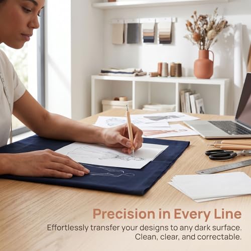 150 Sheets White Carbon Graphite Transfer Paper A4 Size Tracing Carbon Copy Graphite Paper with 5 Embossing Stylus Tracing Stylus Dotting Tools for Cloth Fabric Embroidery and Wood