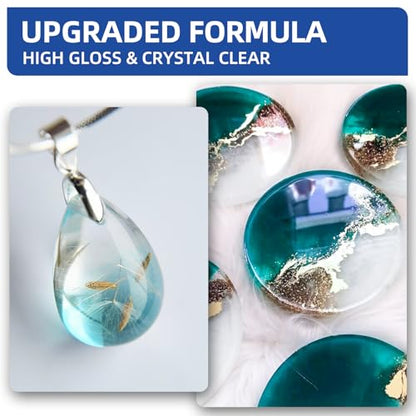 2 Gallon Crystal Clear Epoxy Resin Kit - Not-Yellowing No-Bubble, Self Leveling Easy Pour - 1:1 Ratio High Gloss Casting & Coating Resin for Art Crafts, Jewelry Making, Wood & Molds