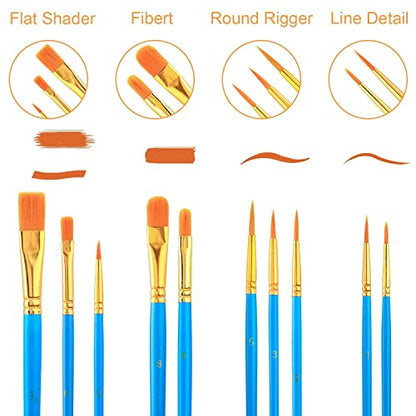 Painting Brush Palette Set, with 12 Packs of 120 Brushes and 12 Palettes,Nylon Brush Head, Suitable for Oil Watercolor, etc., Perfect Art Painting Set. - size: 120 Brushes 12 Palettes