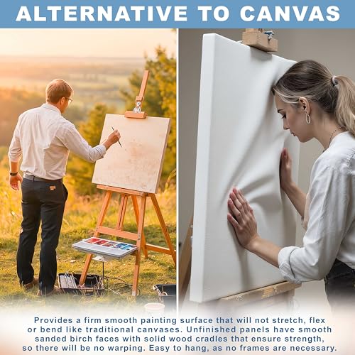 U.S. Art Supply 04" x 06" Unfinished Cradled Wood Panels for Painting, Studio 3/4" Deep (5 Pack) - Artist Depth Birch Wooden Wall Canvases - Mixed-Media Craft, Acrylic, Oil, Encaustic, Paint Pouring - size: 4" x 6"